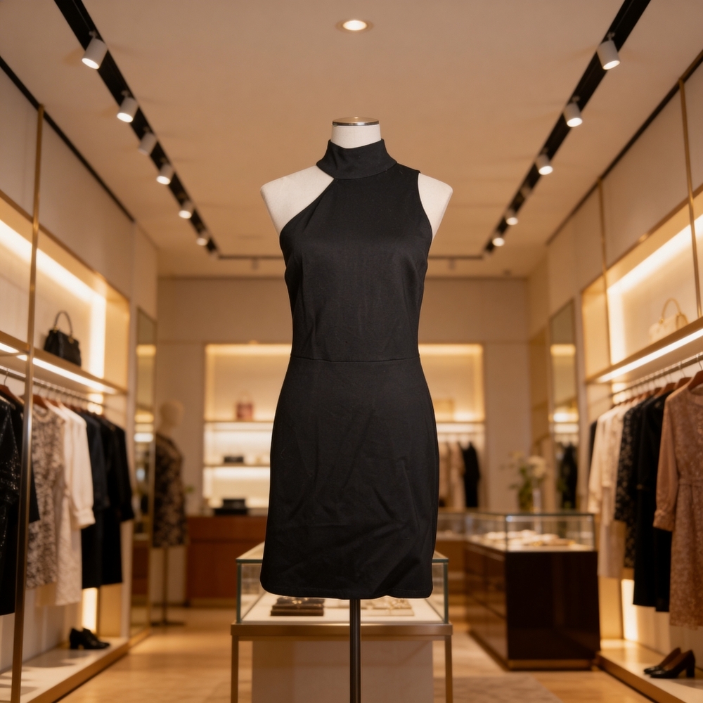 Boston Proper Black Asymmetric One Shoulder Dress 4 - Picture 2 of 10